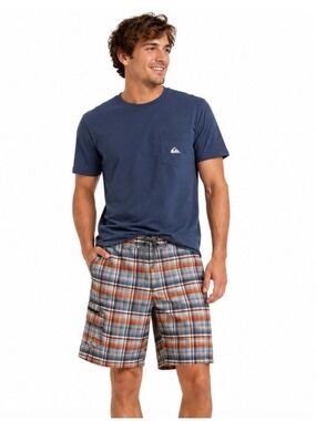 Columbia Orange Grey Plaid Board Shorts Swim Trunk